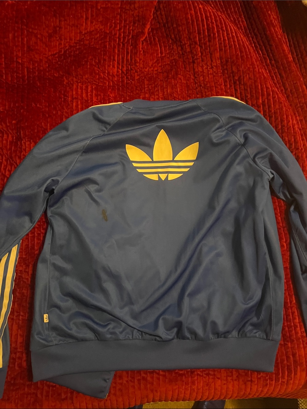 adidas Blue Track Jacket with Colorful Toucan Print - Picture 3 of 3